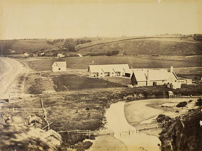 Mission station at Kohimarama (Mission Bay) c1865. PH-ALB-88