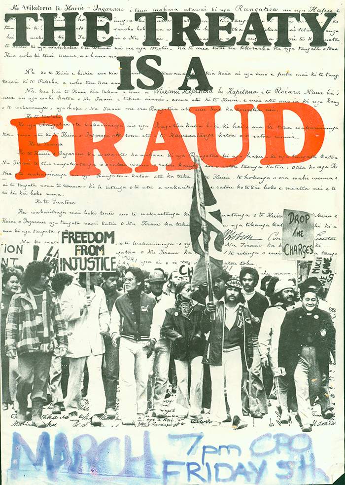 Treaty protest poster, 1978. This is one of many protest-march posters spanning 1975-1990 held by Auckland Museum. PT3-71